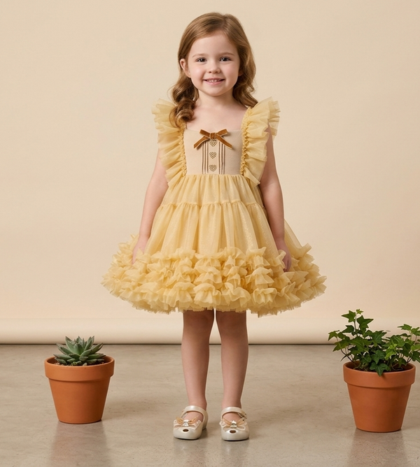 Flower Girl Tutu Dress Amarillo Claro