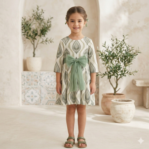 Vestido Niña Flores Verdes