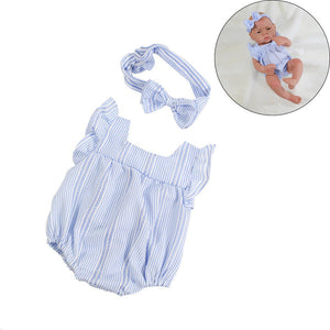 Romper Baby Blue  Stripes para bebes Reborn de 12 a 13 pulgadas ( no incluye muñeca)