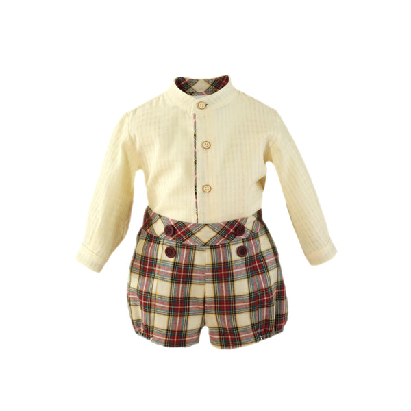 ROPA Conjunto Bebe Cuadros Vino con Jersey