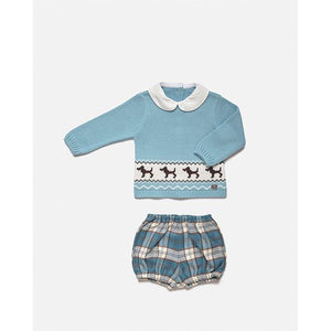 ROPA Conjunto Tela Cuadros Perritos