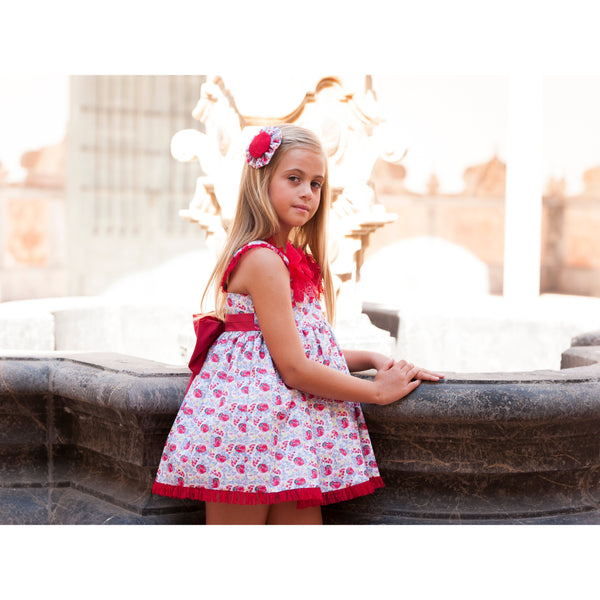 ROPA Vestido Infantil Coleccion Mariquitas con tul rojo