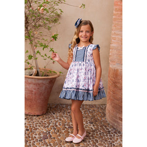 ROPA Vestido Infantil Coleccion Rosa y Vichy Marino