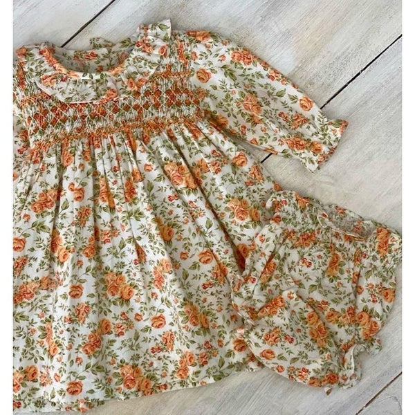 Ropa Vestido Punto Smock Flores de Otoño