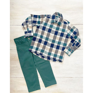 Set Camisa Cuadros Tricolor Verde