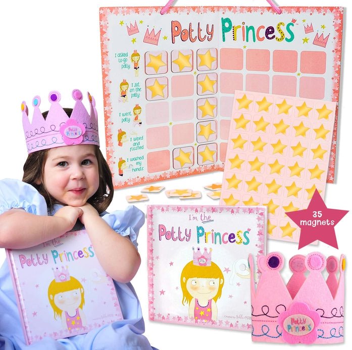 Set de regalo entrenamiento para ir al baño de princesas con libro, imanes y corona