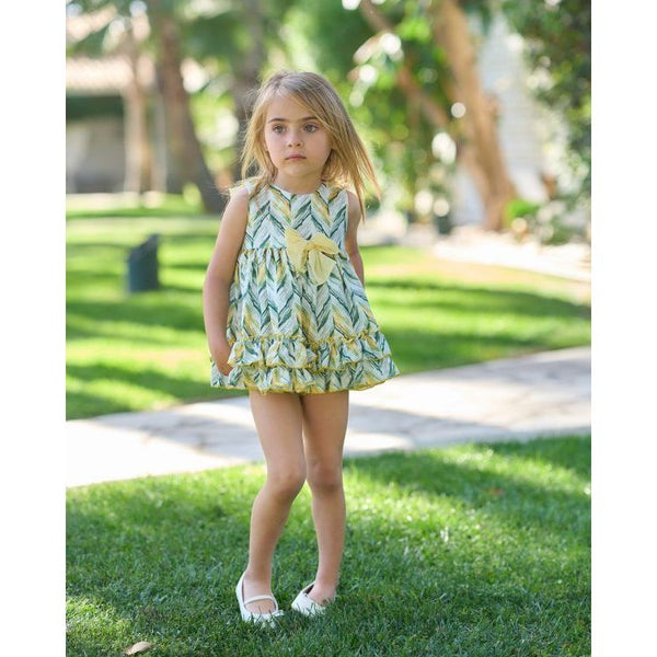 Vestido con braguita Little Kids Rayas Verdes y Amarillas