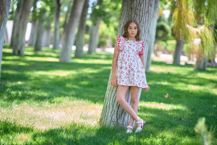 Vestido Corazones Rojos y Rosas