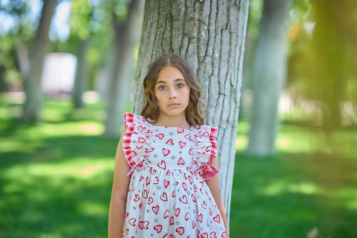 Vestido Corazones Rojos y Rosas