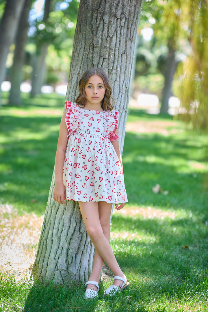 Vestido Corazones Rojos y Rosas
