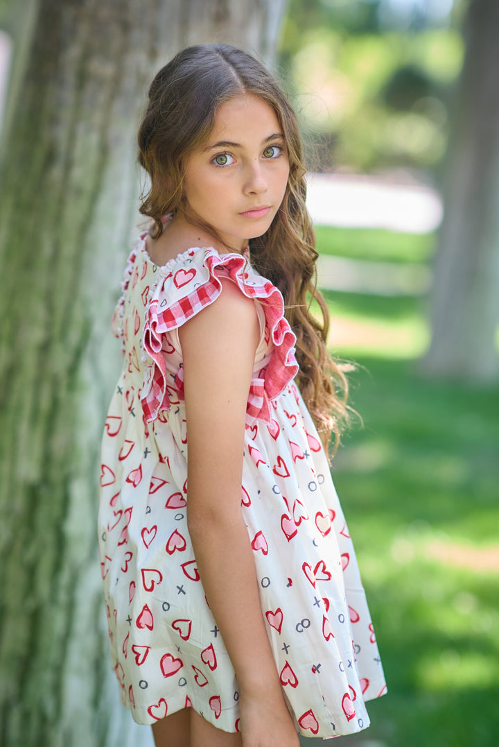 Vestido Corazones Rojos y Rosas