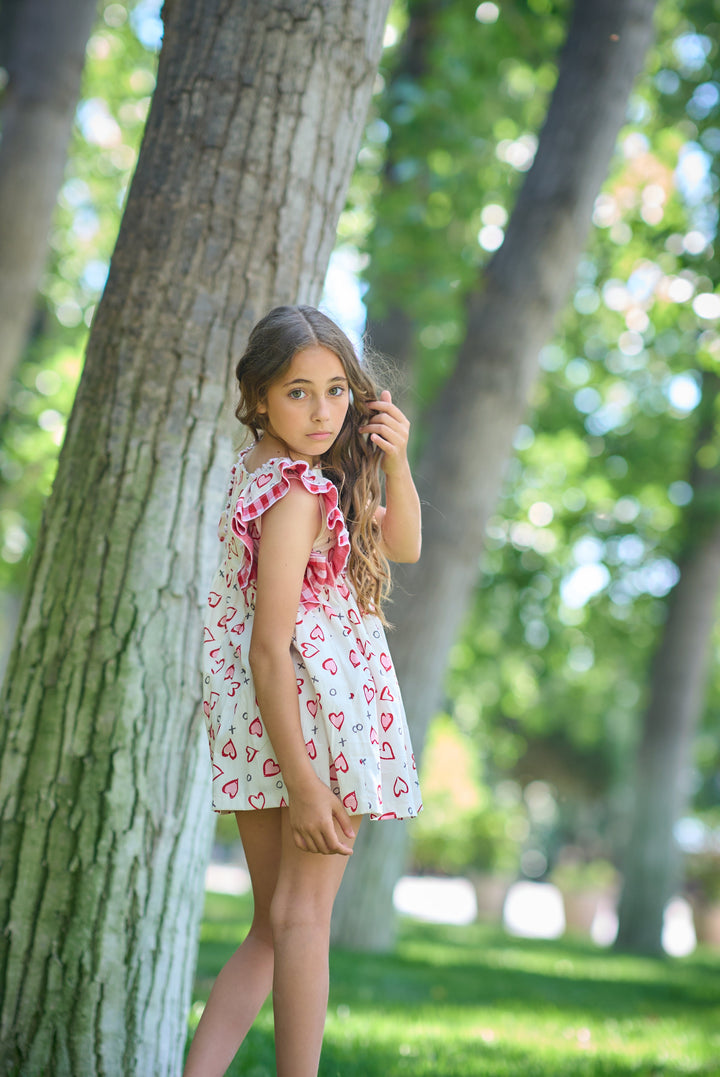Vestido Corazones Rojos y Rosas