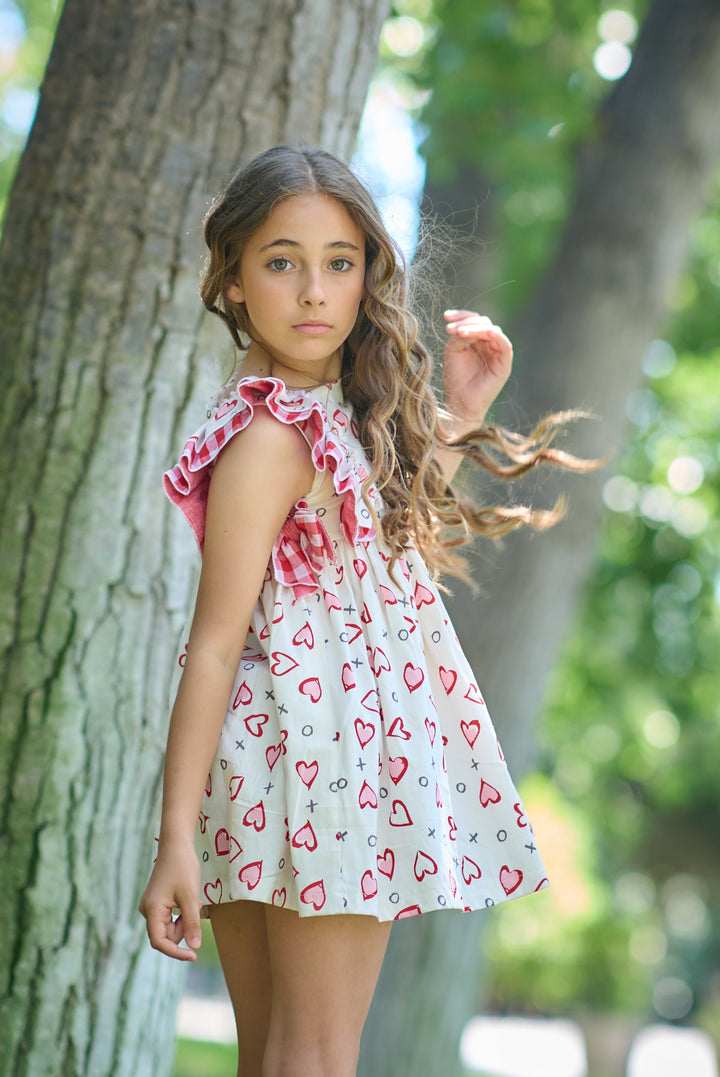 Vestido Corazones Rojos y Rosas