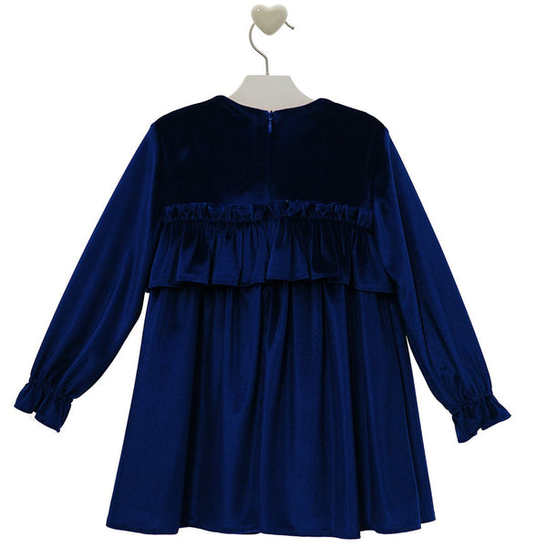 Vestido Infantil Familia Damasco Liso Azul