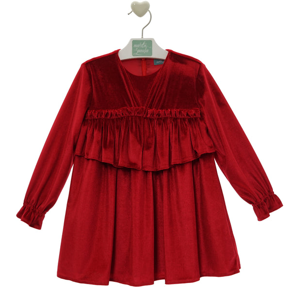 Vestido Infantil Familia Damasco Liso Rojo