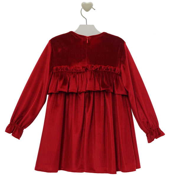 Vestido Infantil Familia Damasco Liso Rojo