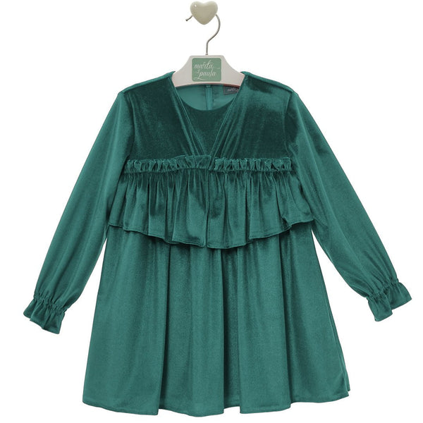 Vestido Infantil Familia Damasco Liso Verde