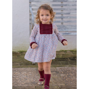 Vestido Little Kids Florecillas Burdeos