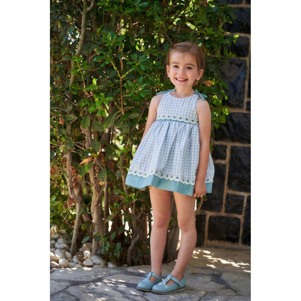 Vestido Little Kids Vichy Verde Agua