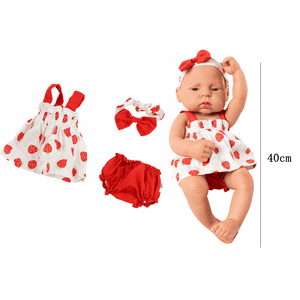 Vestido Strawberry para bebes Reborn de 12 a 13 pulgadas ( no incluye muñeca)