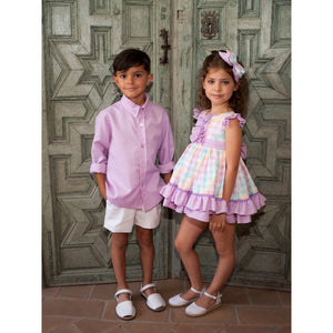 Vestido Talle Alto Cuadritos Vichy Pastel