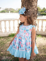 Vestido Talle Alto Flores Turquesa y Rosa