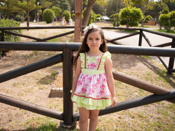 Vestido Talle Alto Vichy Rosa Flores
