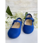 Mercedita Lino Velcro con Botón Azul Francia