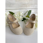 Mercedita Lino Velcro con Botón Natural