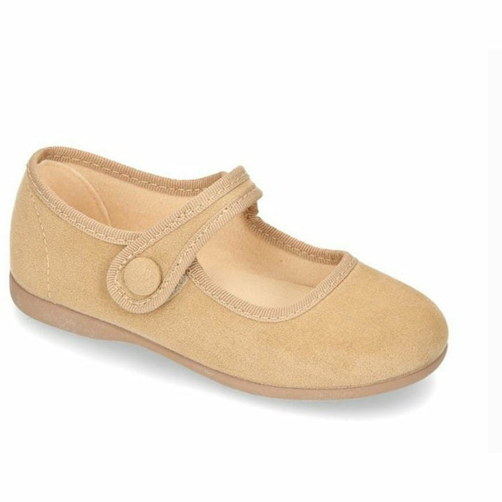 Calzado Mercedita Velcro con Botón Camel