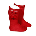 Calceta Alta Perlé con Borlas ROJA