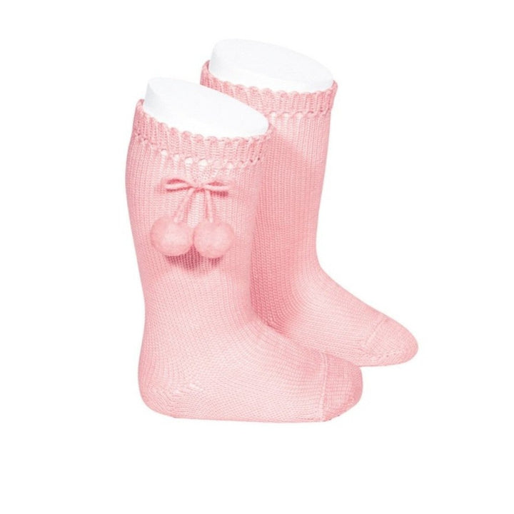 Complementos Calceta Alta Perlé con Borlas ROSA