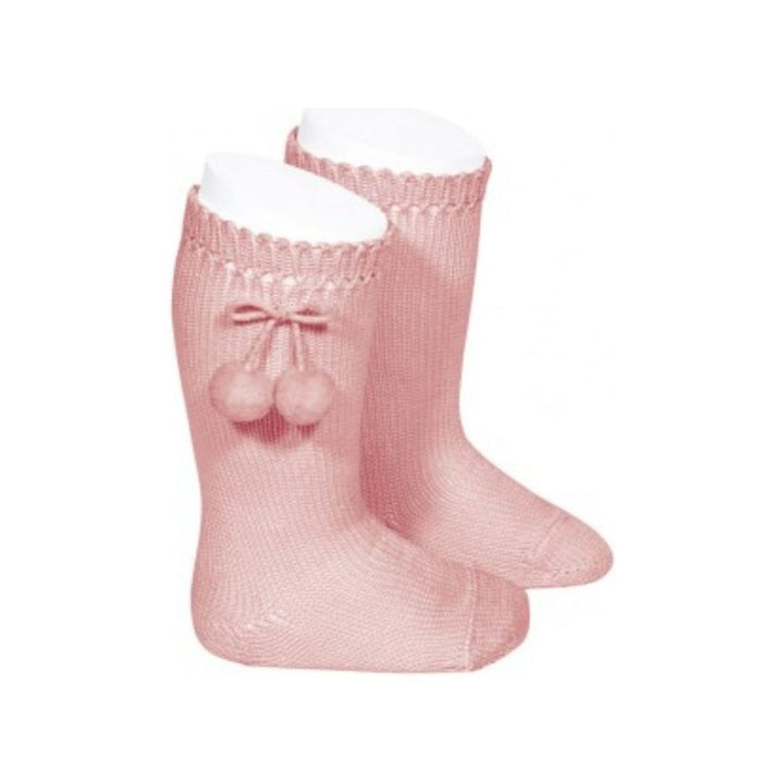 Complementos Calceta Alta Perlé con Borlas ROSA PALO