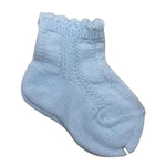 Calceta Corta Labrada Azul Bebé