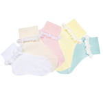 Calceta Tobillera Canale MANTEQUILLA con Puntilla Blanca