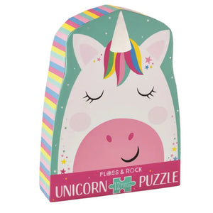 Puzzle con forma de unicornio arcoíris de 12 piezas con caja con forma