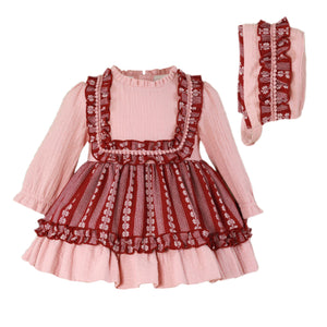 ROPA Vestido Bebé con Capota Pink Winter Elegance