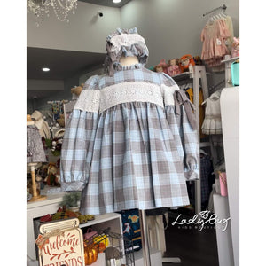 ROPA Vestido Infantil Encaje Colección Sweet Tartan Azul