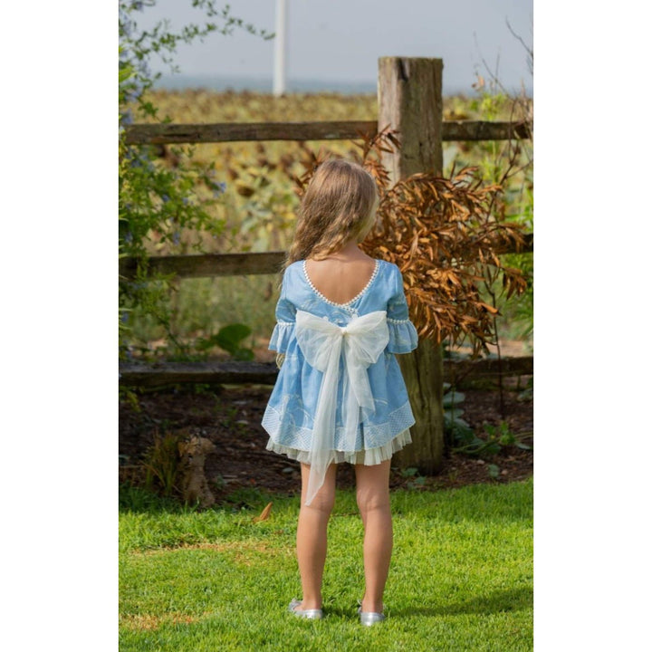 Ropa Vestido Niña Azul con Lazo