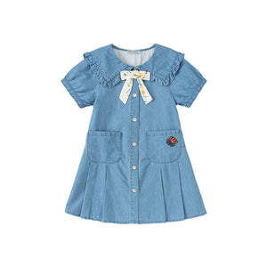 Ropa Vestido Summer Denim Bow