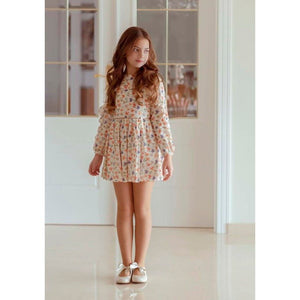 ROPA Vestido  Teens Beige Ruffle Flowers